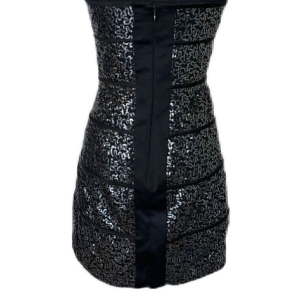 Strapless black sequin mini dress - Picture 4 of 10